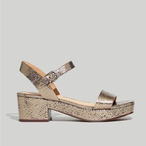 NWT - Madewell The Lina Platform Sandal in Crinkled Leather